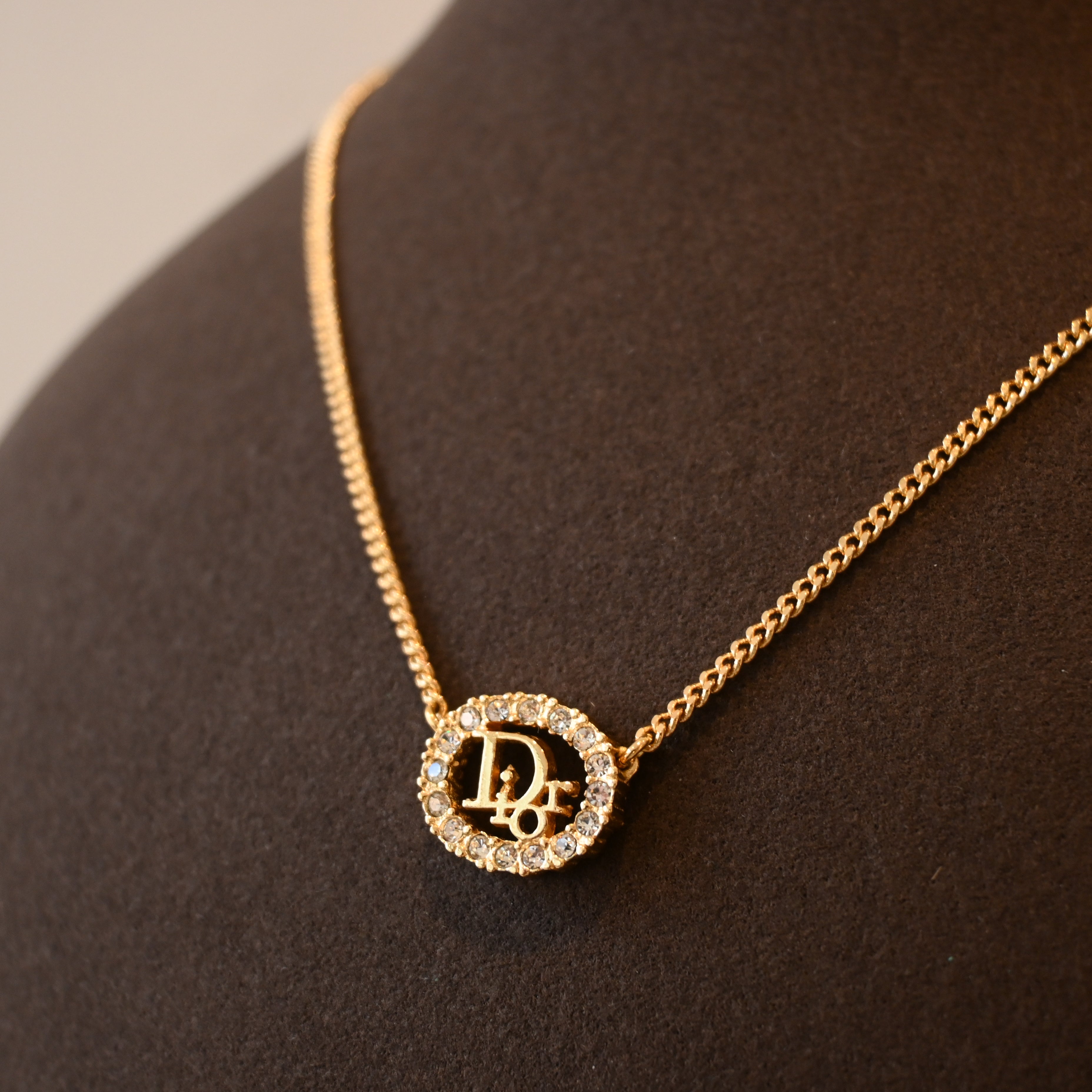 Christian Dior Oval Necklace with Rhinestones