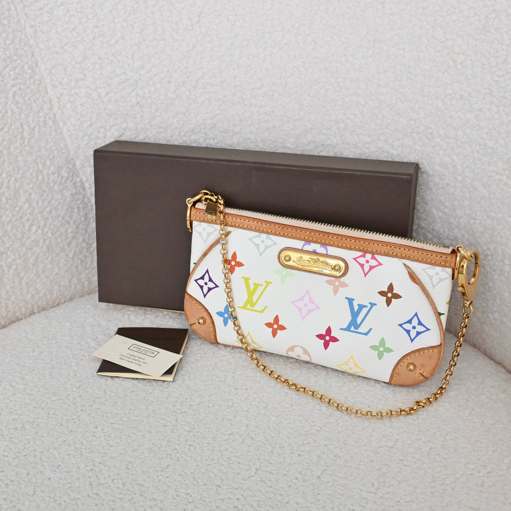 Louis Vuitton White Monogram Multicolor Milla MM Pochette Bag - Leluxe Vintage Sdn. Bhd.