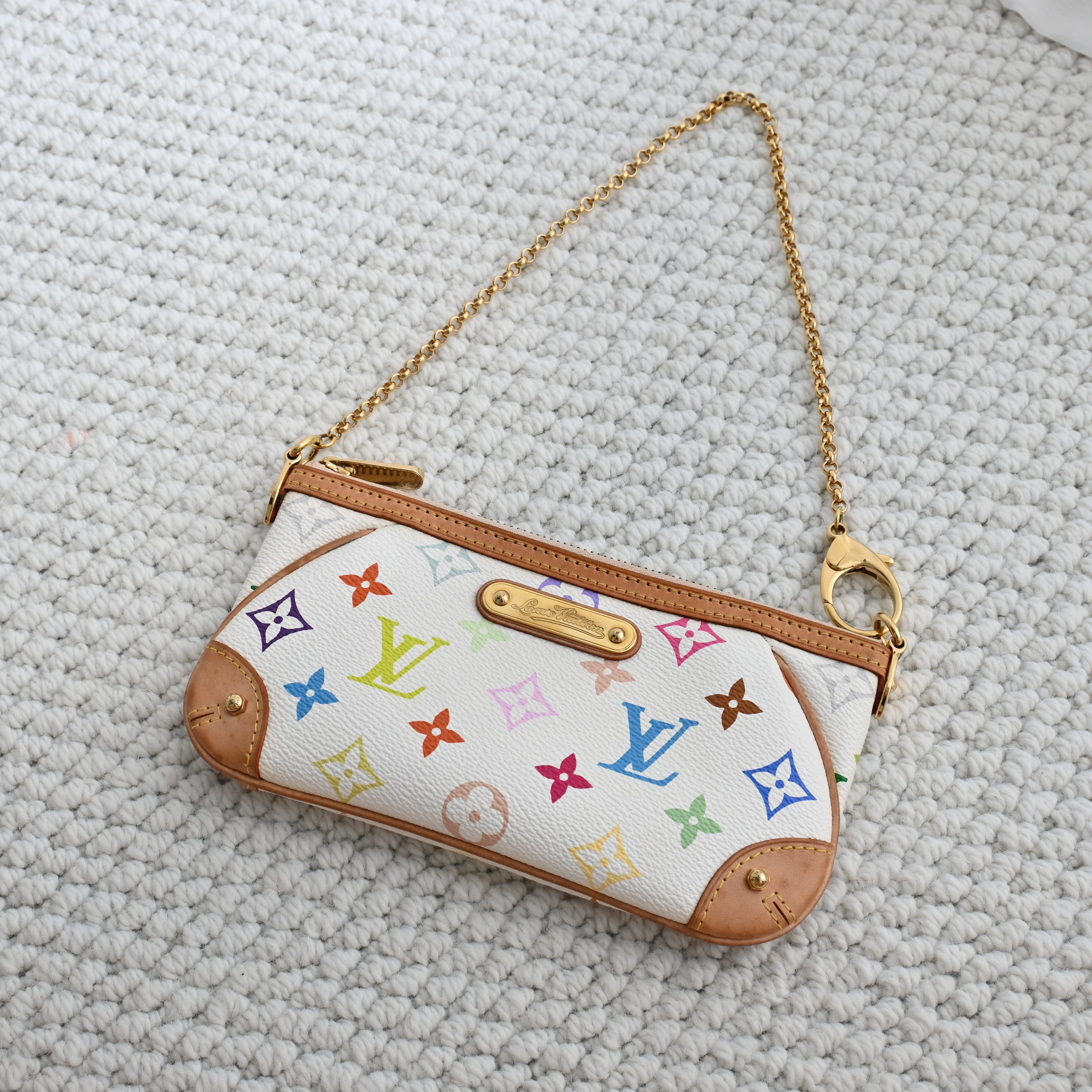 Louis Vuitton White Monogram Multicolor Milla MM Pochette Bag - Leluxe Vintage Sdn. Bhd.