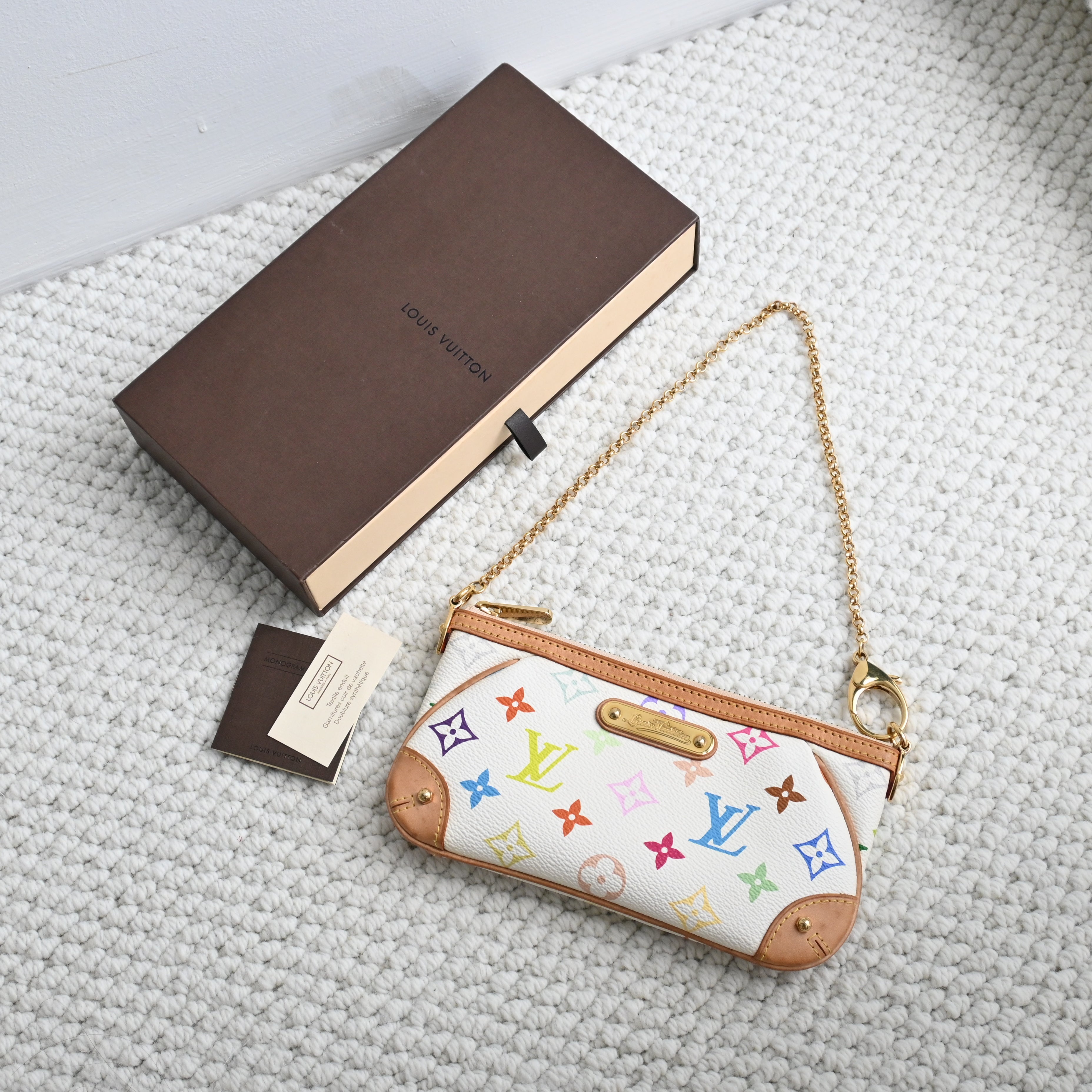Louis Vuitton White Monogram Multicolor Milla MM Pochette Bag - Leluxe Vintage Sdn. Bhd.