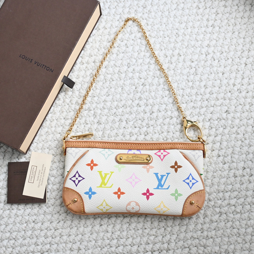 Louis Vuitton White Monogram Multicolor Milla MM Pochette Bag - Leluxe Vintage Sdn. Bhd.