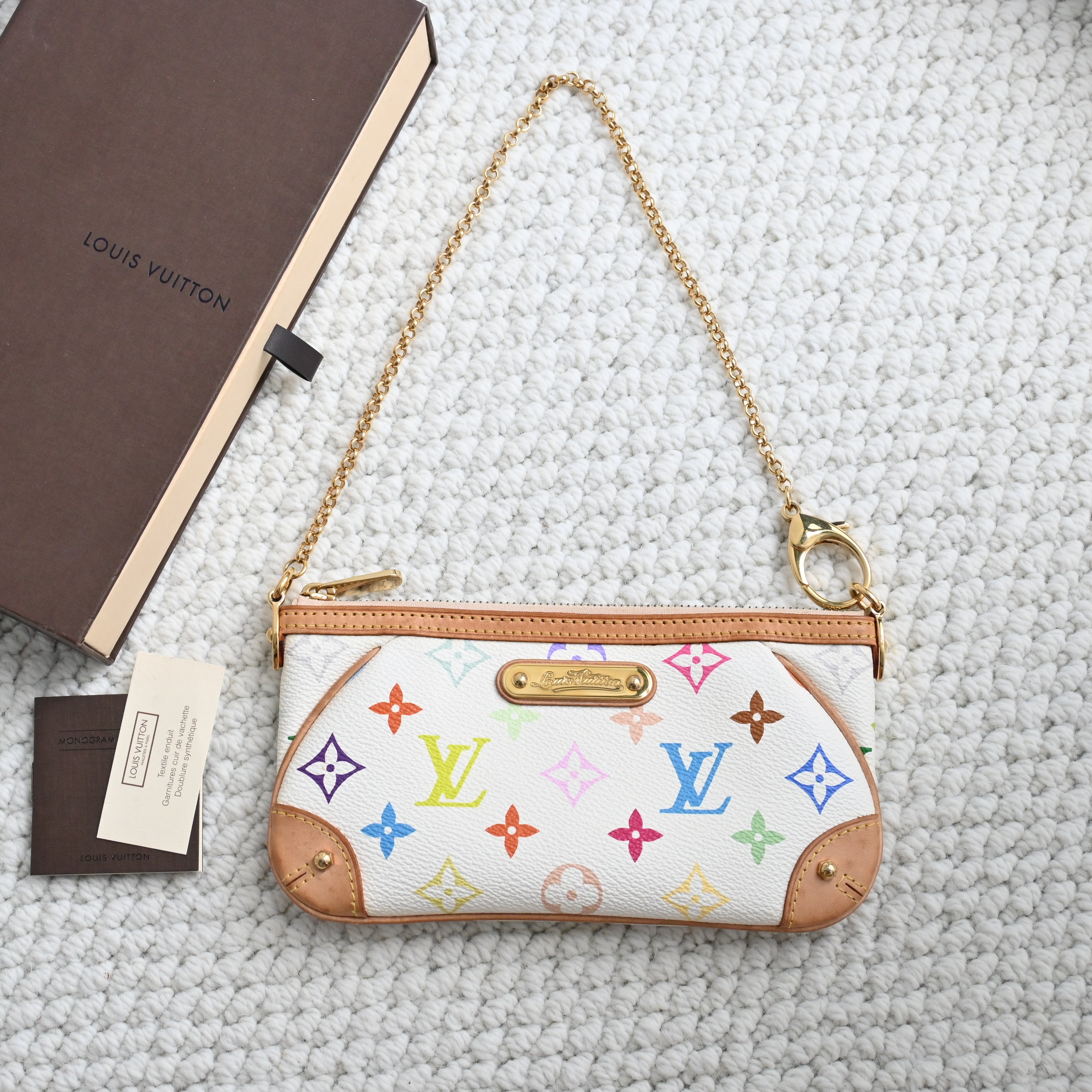 Louis Vuitton White Monogram Multicolor Milla MM Pochette Bag - Leluxe Vintage Sdn. Bhd.