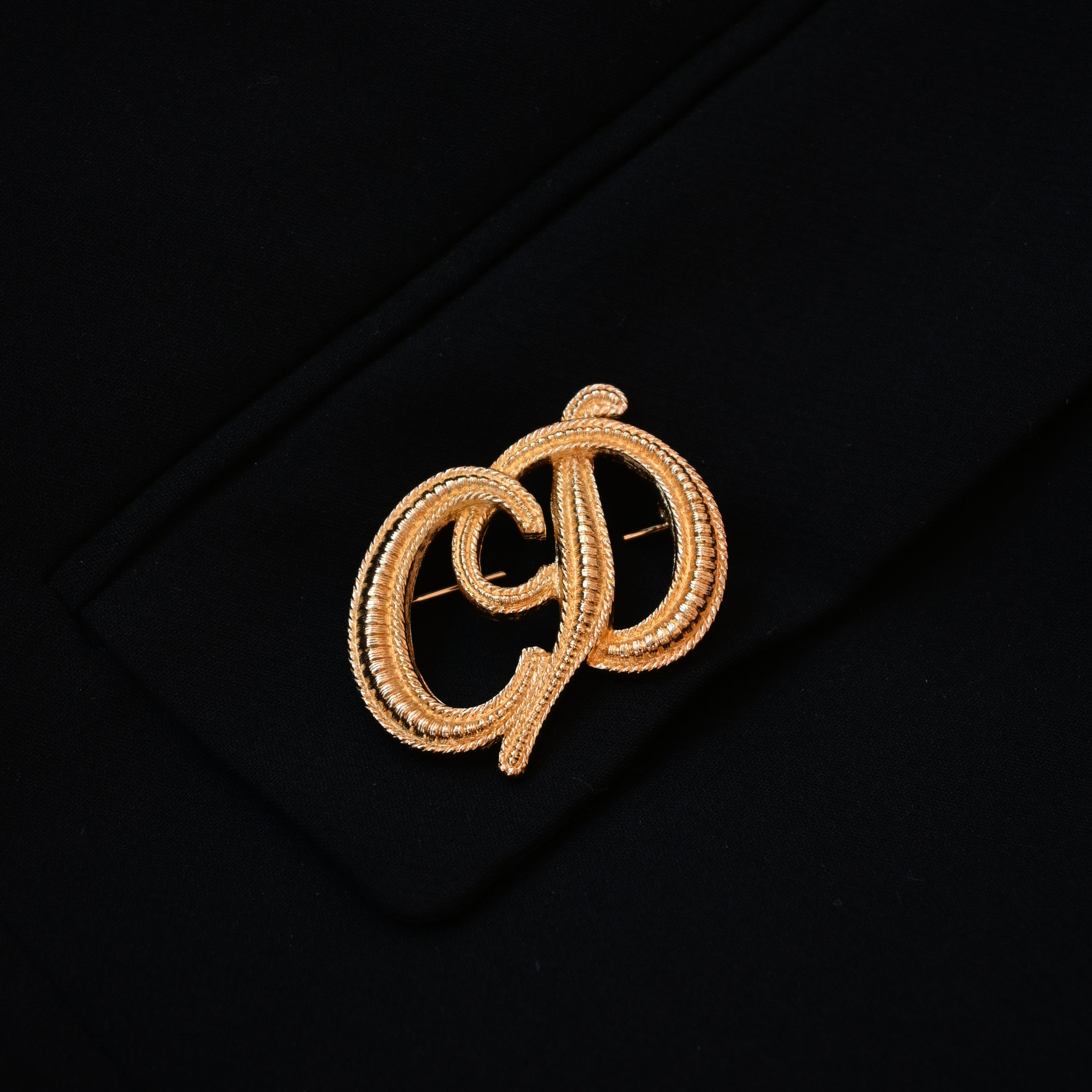 Christian Dior CD Italic Logo Brooch