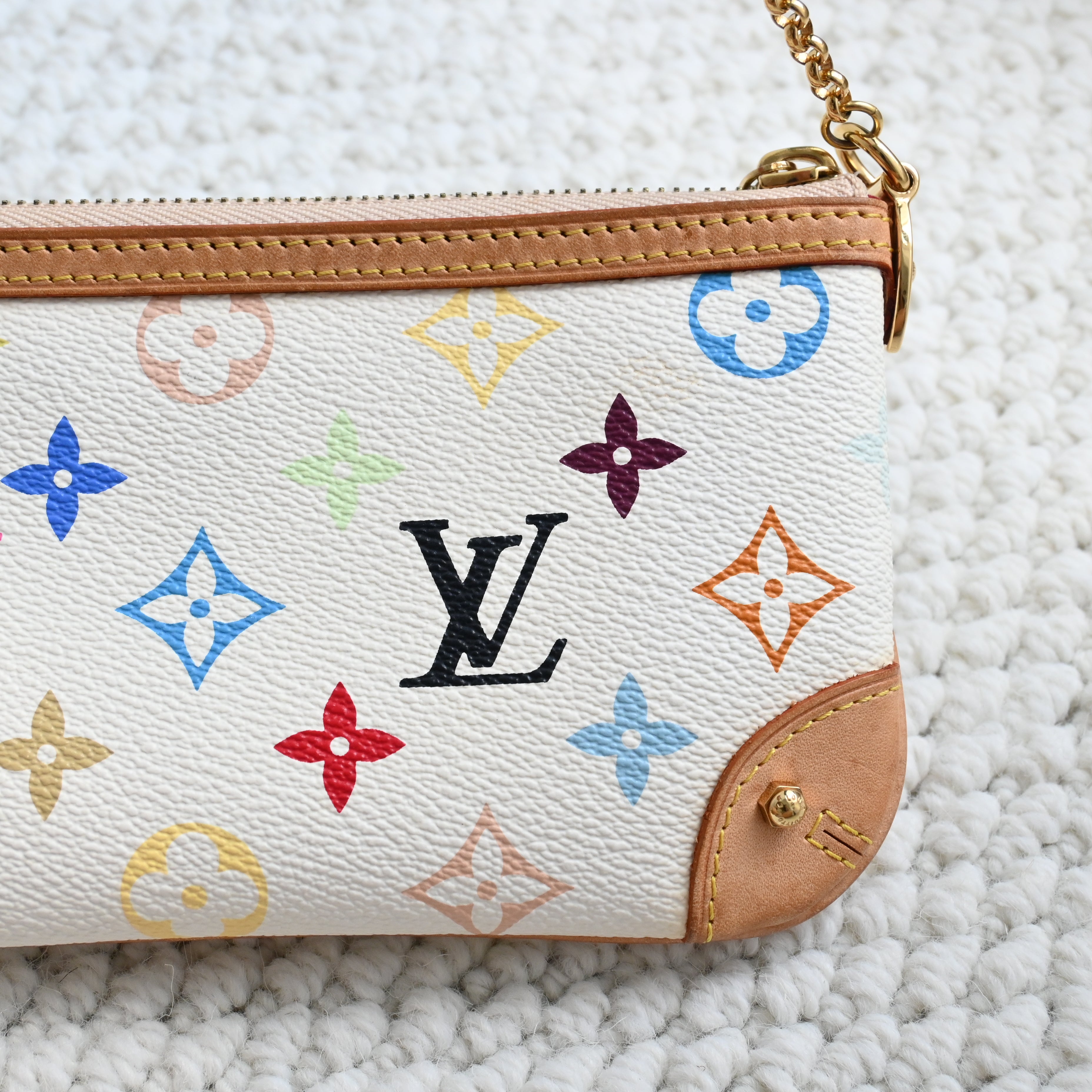Louis Vuitton White Monogram Multicolor Milla MM Pochette Bag - Leluxe Vintage Sdn. Bhd.