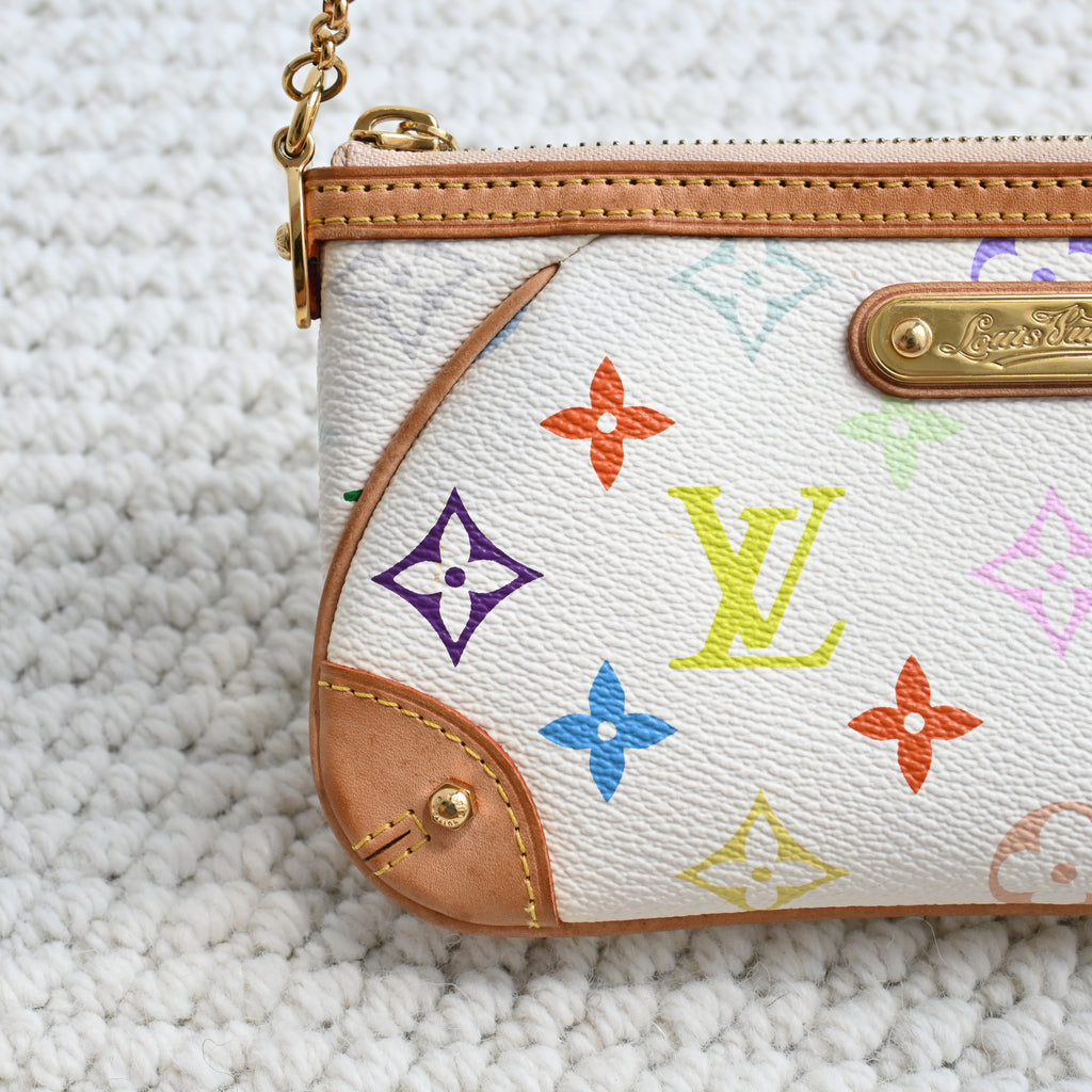 Louis Vuitton White Monogram Multicolor Milla MM Pochette Bag - Leluxe Vintage Sdn. Bhd.