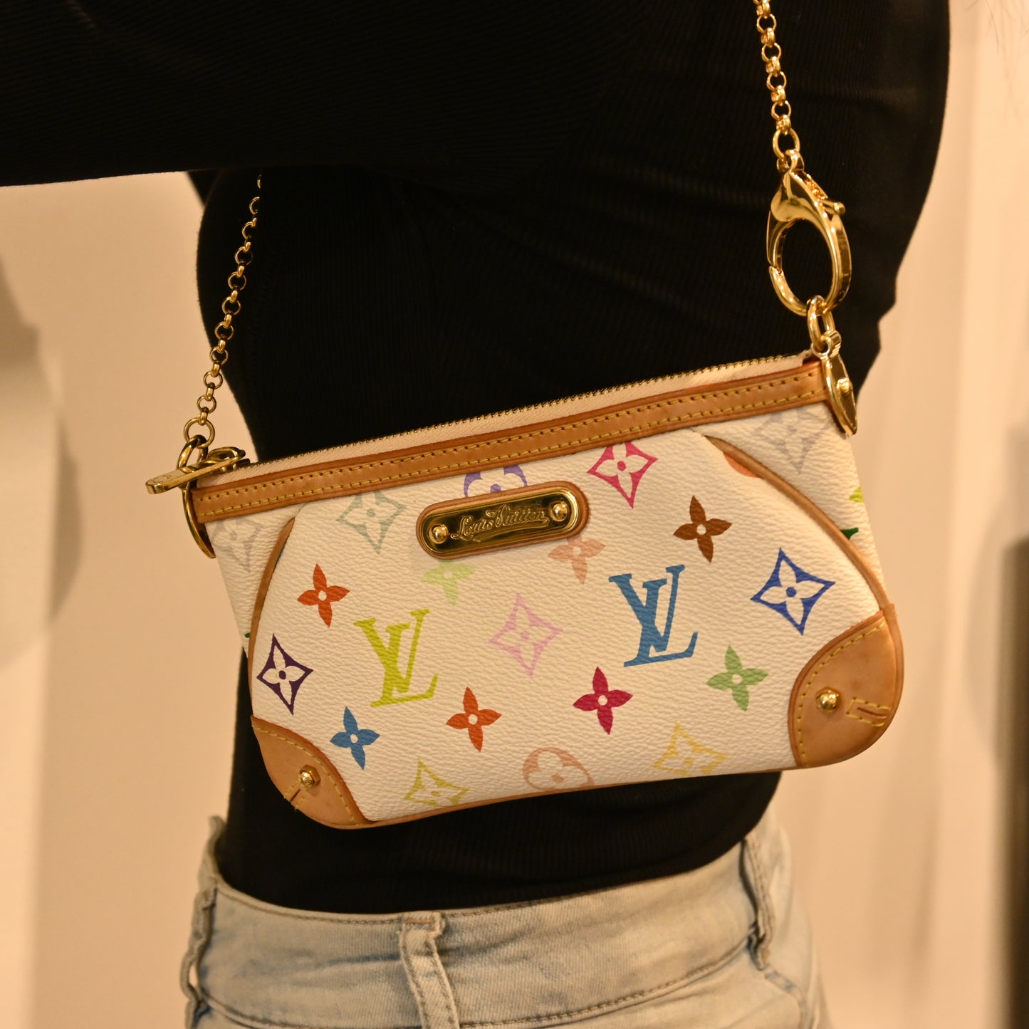 Louis Vuitton White Monogram Multicolor Milla MM Pochette Bag