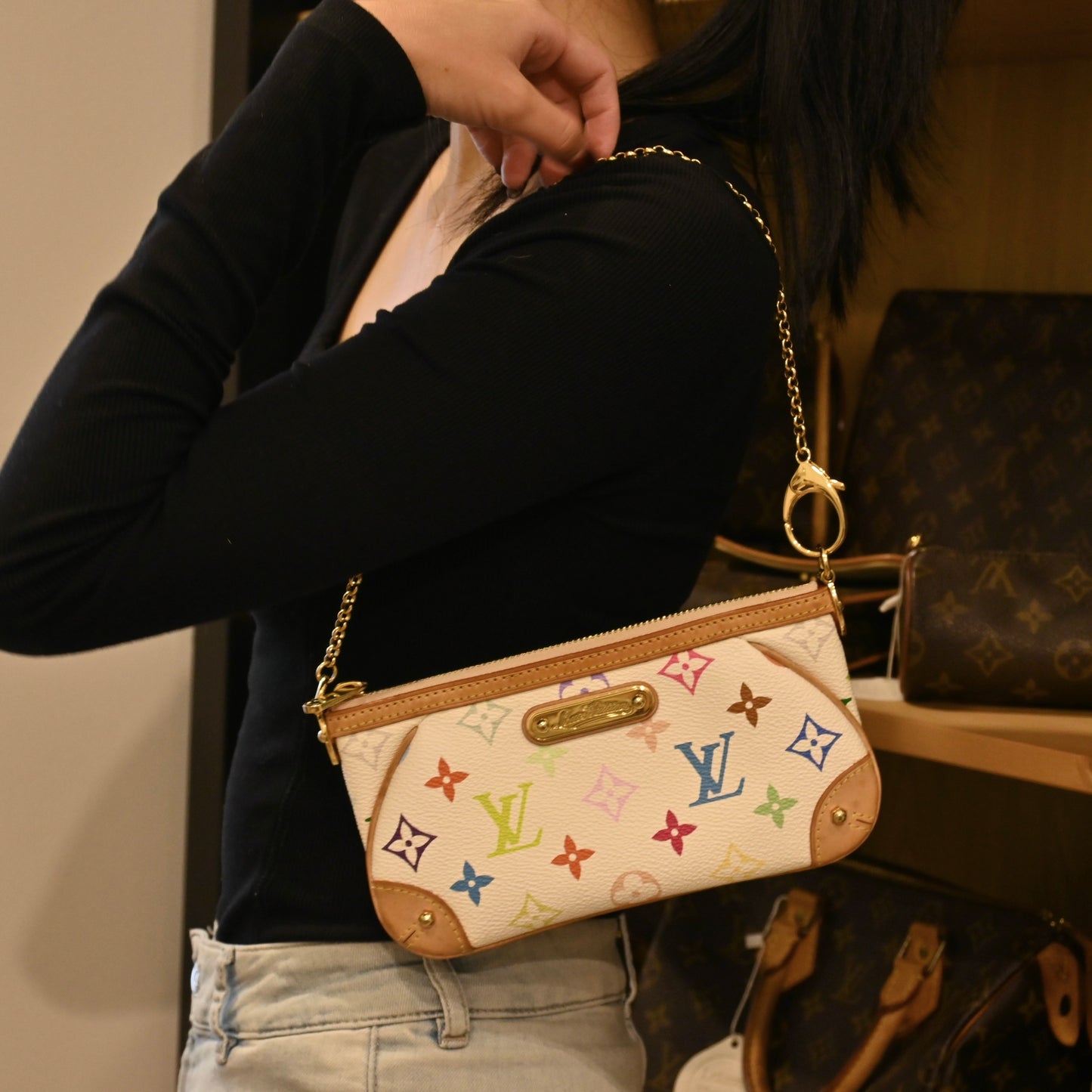 Louis Vuitton White Monogram Multicolor Milla MM Pochette Bag