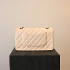 Chanel CF 25 Medium Classic Double Flap Beige Lambskin SHW