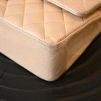 Chanel CF 25 Medium Classic Double Flap Beige Lambskin SHW