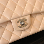 Chanel CF 25 Medium Classic Double Flap Beige Lambskin SHW