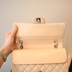 Chanel CF 25 Medium Classic Double Flap Beige Lambskin SHW
