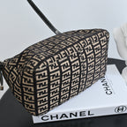 Fendi Zucchino Mamma Mini Baguette in Cloth - Leluxe Vintage Sdn. Bhd.