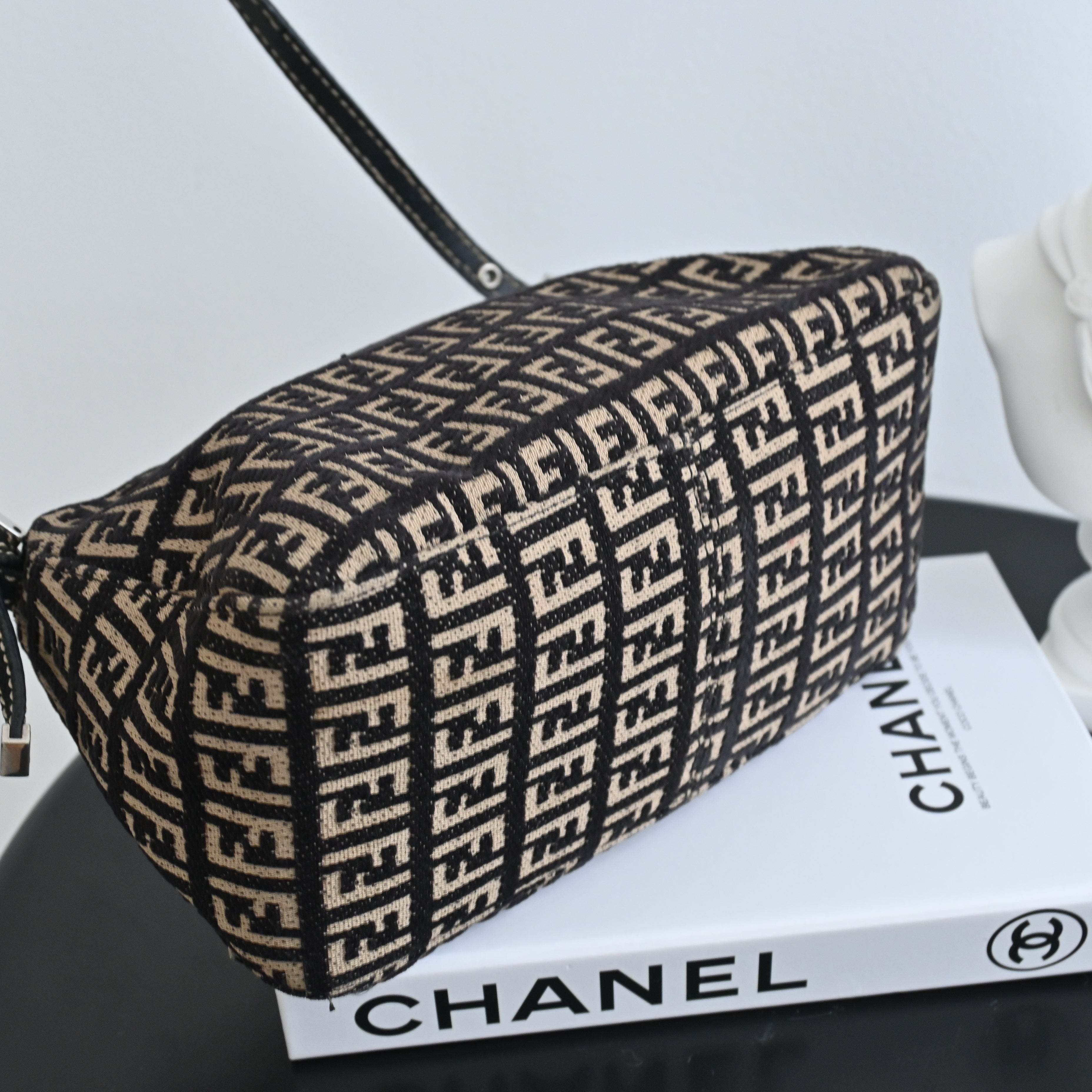 Fendi Zucchino Mamma Mini Baguette in Cloth - Leluxe Vintage Sdn. Bhd.