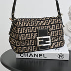 Fendi Zucchino Mamma Mini Baguette in Cloth - Leluxe Vintage Sdn. Bhd.