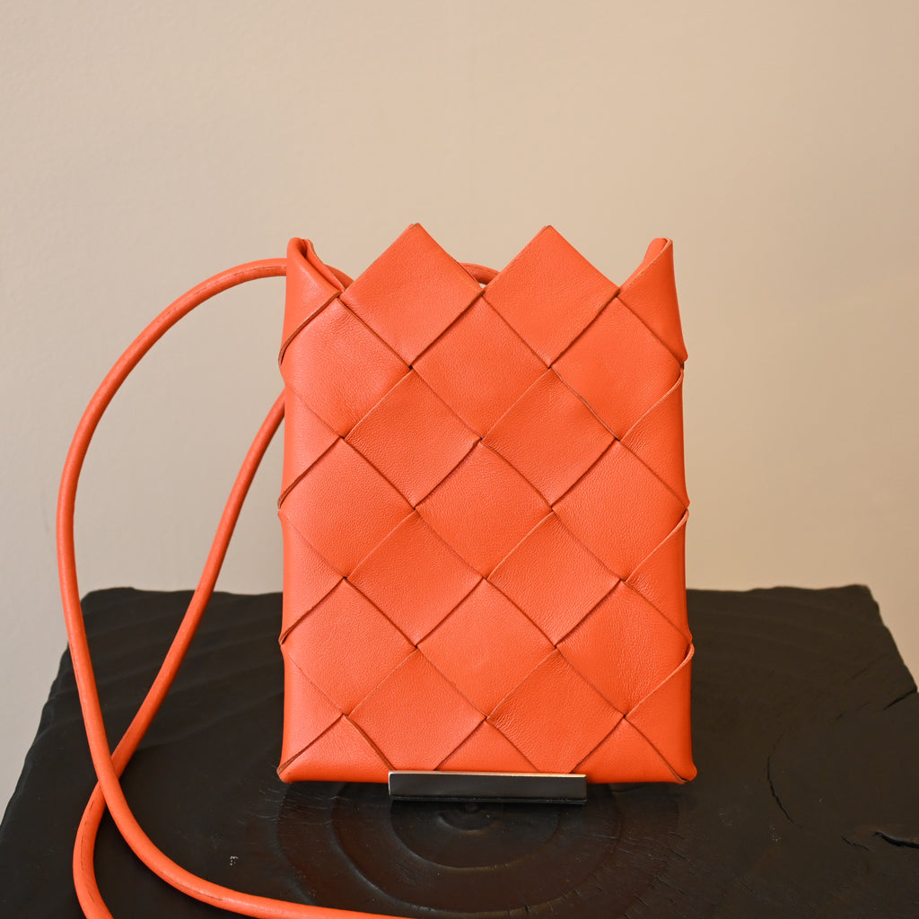 Bottega Veneta Mini Orange Nappa Intrecciato Pouch - Leluxe Vintage Sdn. Bhd.