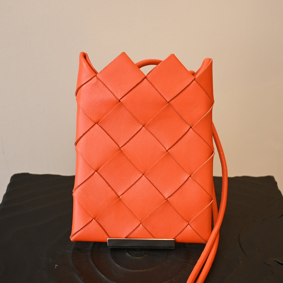 Bottega Veneta Mini Orange Nappa Intrecciato Pouch