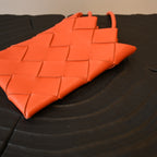 Bottega Veneta Mini Orange Nappa Intrecciato Pouch - Leluxe Vintage Sdn. Bhd.