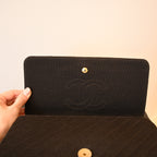 Chanel Bias Stitching Cotton x Lambskin Chain Shoulder Bag Brown