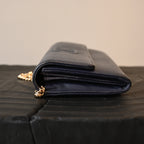 Chanel Coco Mark Caviar Skin Long Wallet Navy