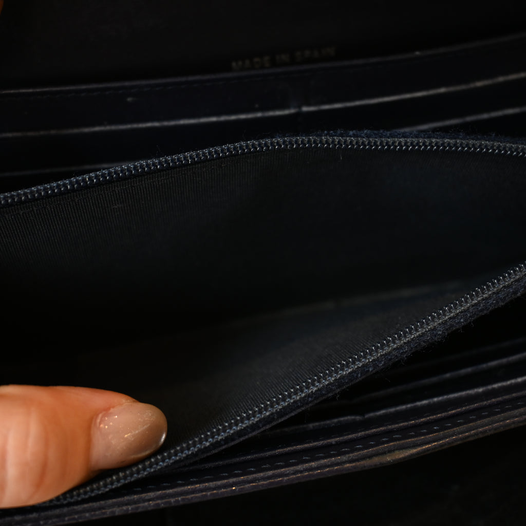 Chanel Coco Mark Caviar Skin Long Wallet Navy