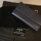 Chanel Coco Mark Caviar Skin Long Wallet Navy