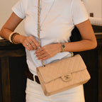 Chanel CF 25 Medium Classic Double Flap Beige Lambskin SHW