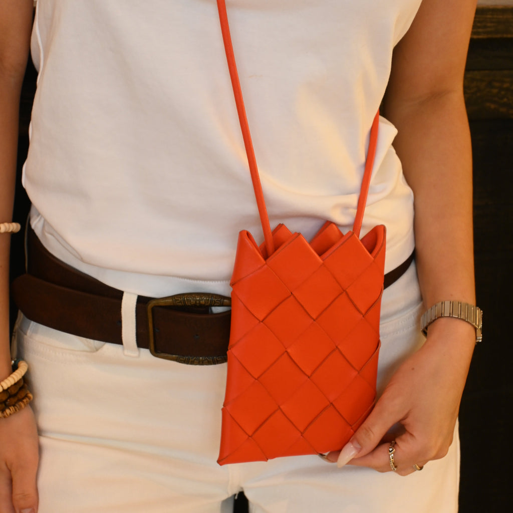 Bottega Veneta Mini Orange Nappa Intrecciato Pouch - Leluxe Vintage Sdn. Bhd.