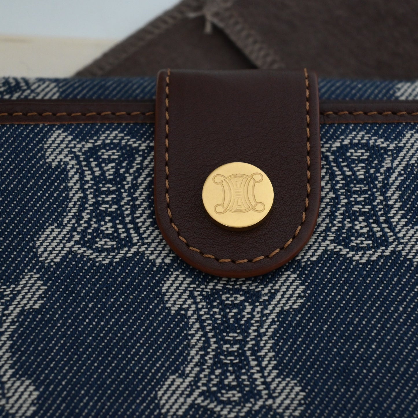 Celine Multifunction Compact Frame Denim-Jeans Wallet