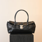 Prada Foldover Black Calfskin Baguette Bag
