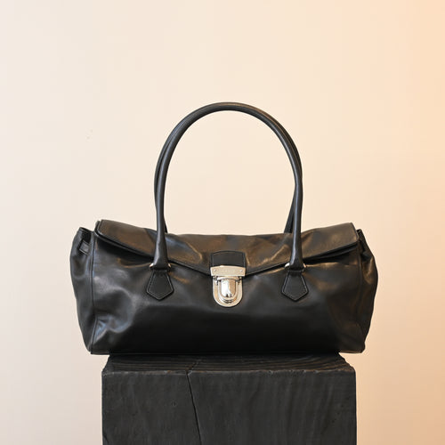 Prada Foldover Black Calfskin Baguette Bag - Leluxe Vintage Sdn. Bhd.