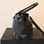 Prada Foldover Black Calfskin Baguette Bag