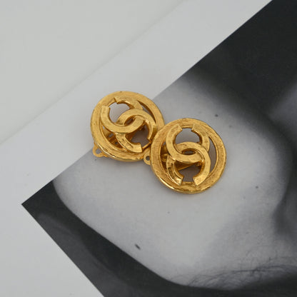 Chanel Circle Coco 94P Earrings Earclips