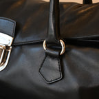 Prada Foldover Black Calfskin Baguette Bag