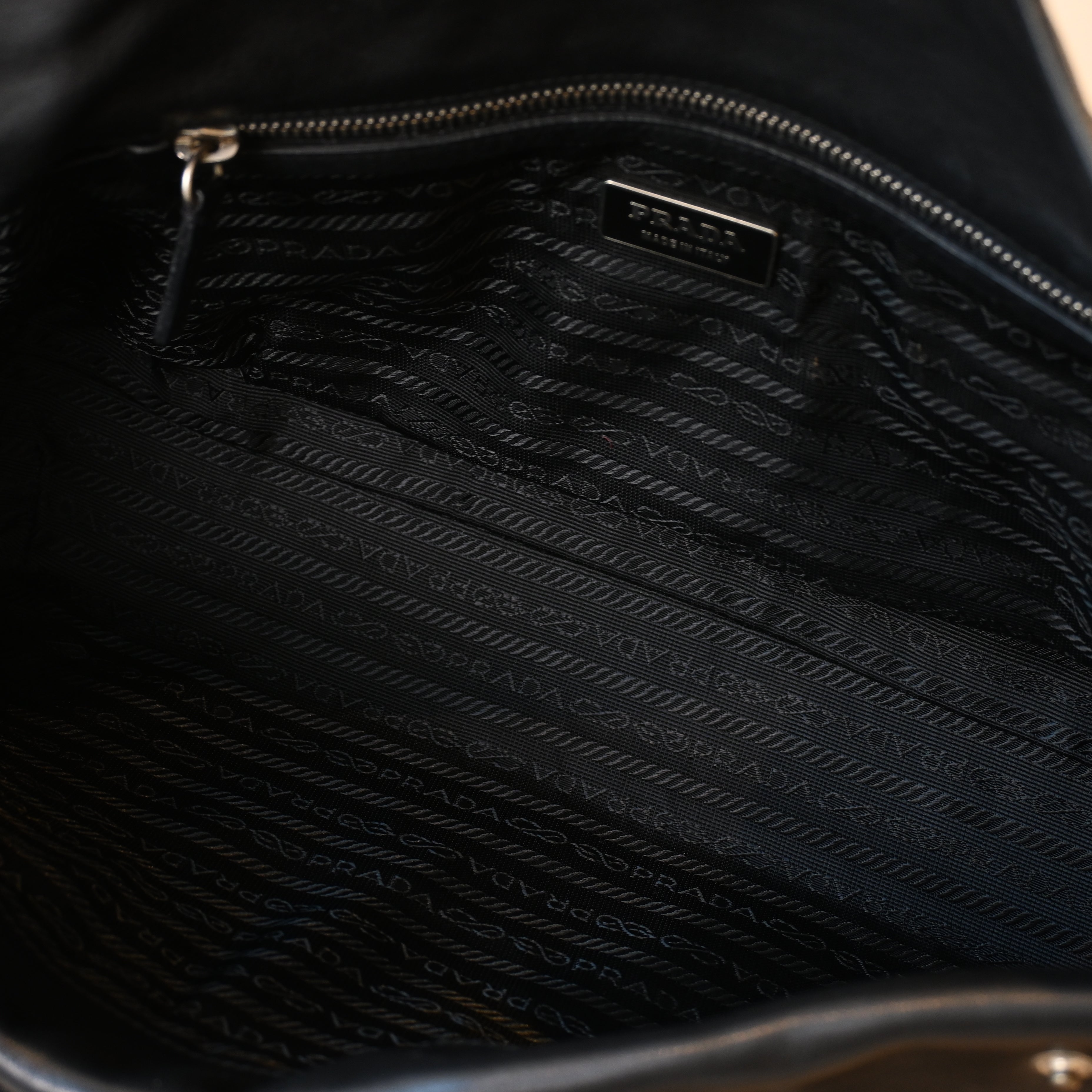 Prada Foldover Black Calfskin Baguette Bag