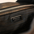 Prada Foldover Black Calfskin Baguette Bag