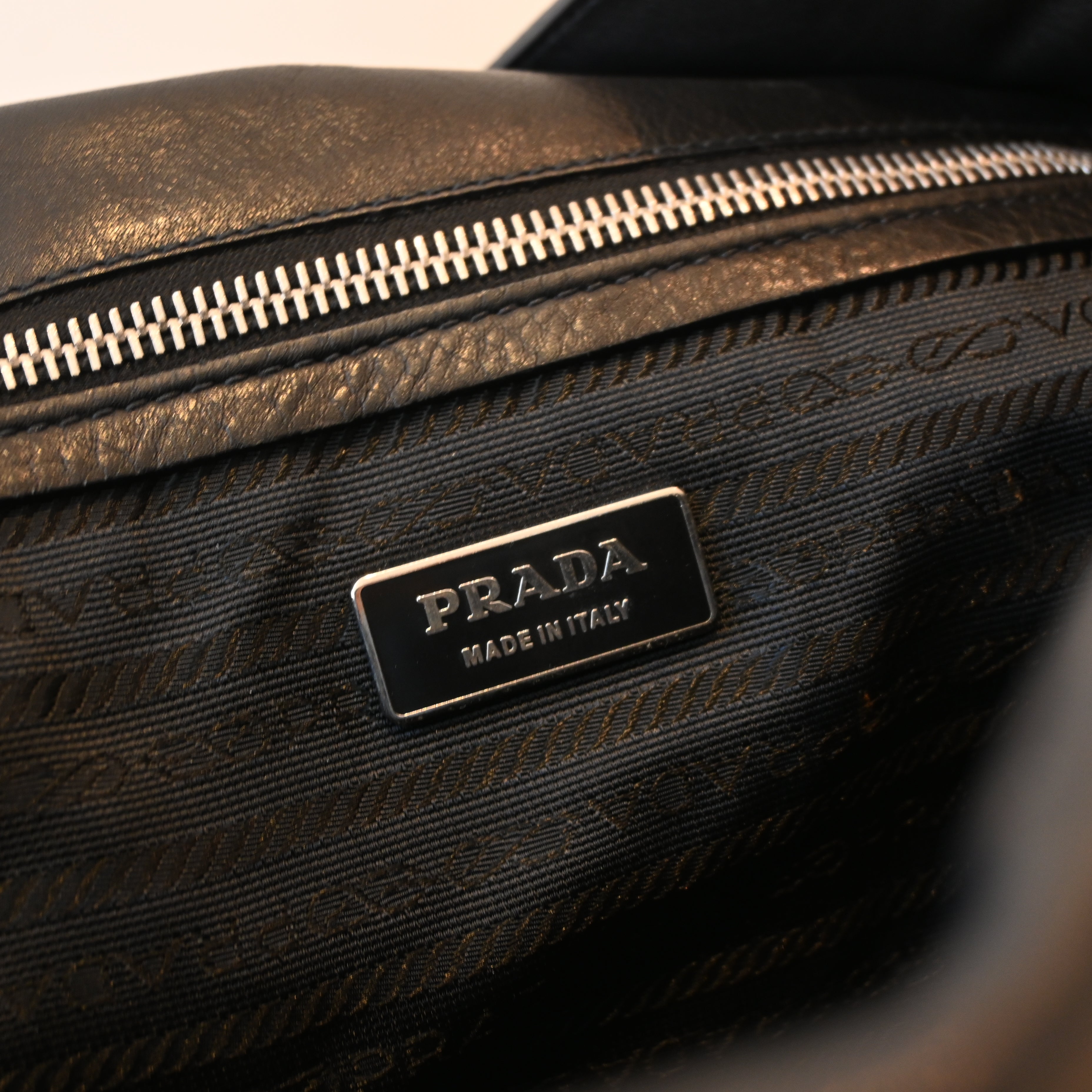 Prada Foldover Black Calfskin Baguette Bag