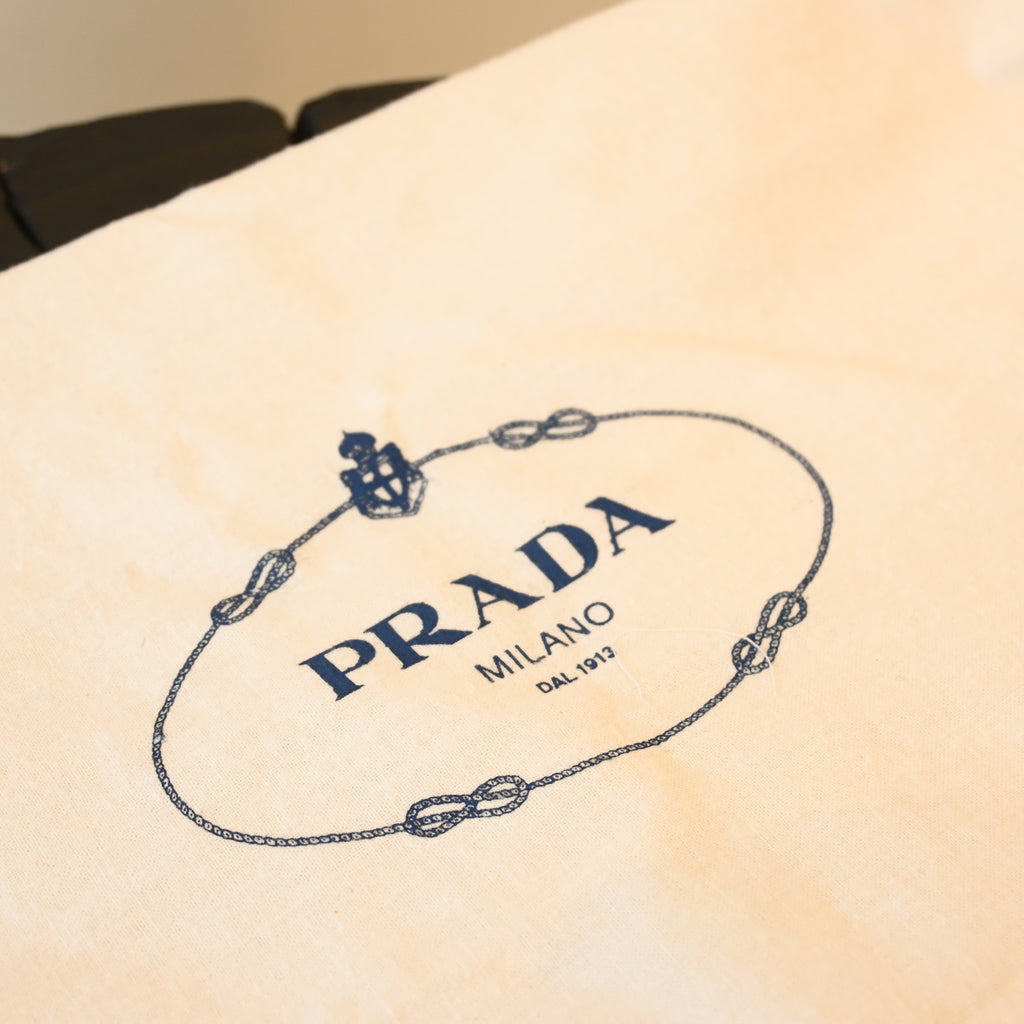 Prada Foldover Black Calfskin Baguette Bag