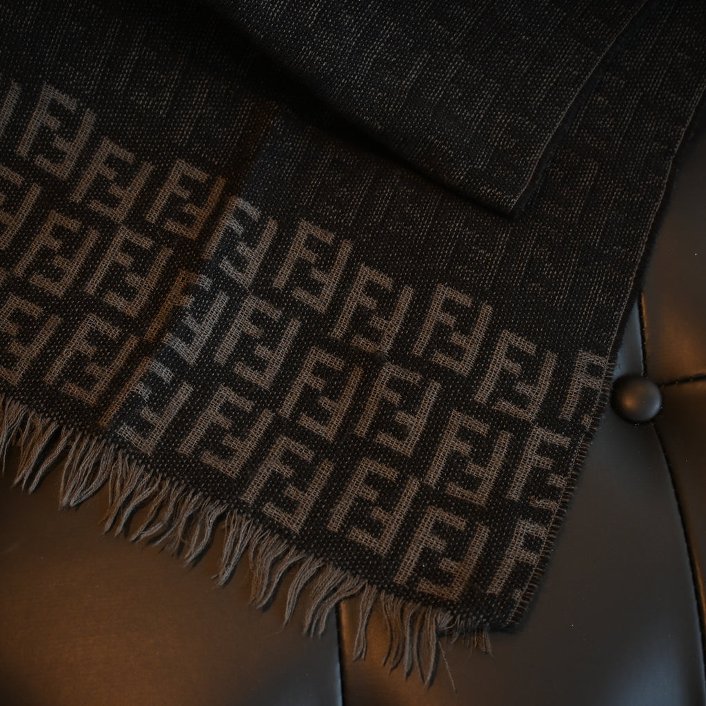 Fendi Zucca Scarf Wool Black
