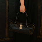 Prada Foldover Black Calfskin Baguette Bag