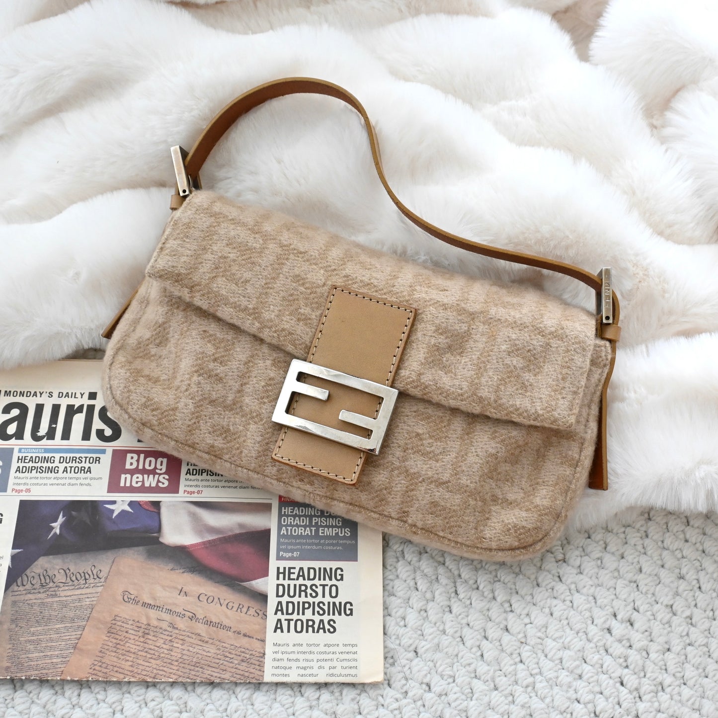 Fendi Zucca Mamma Baguette Wool