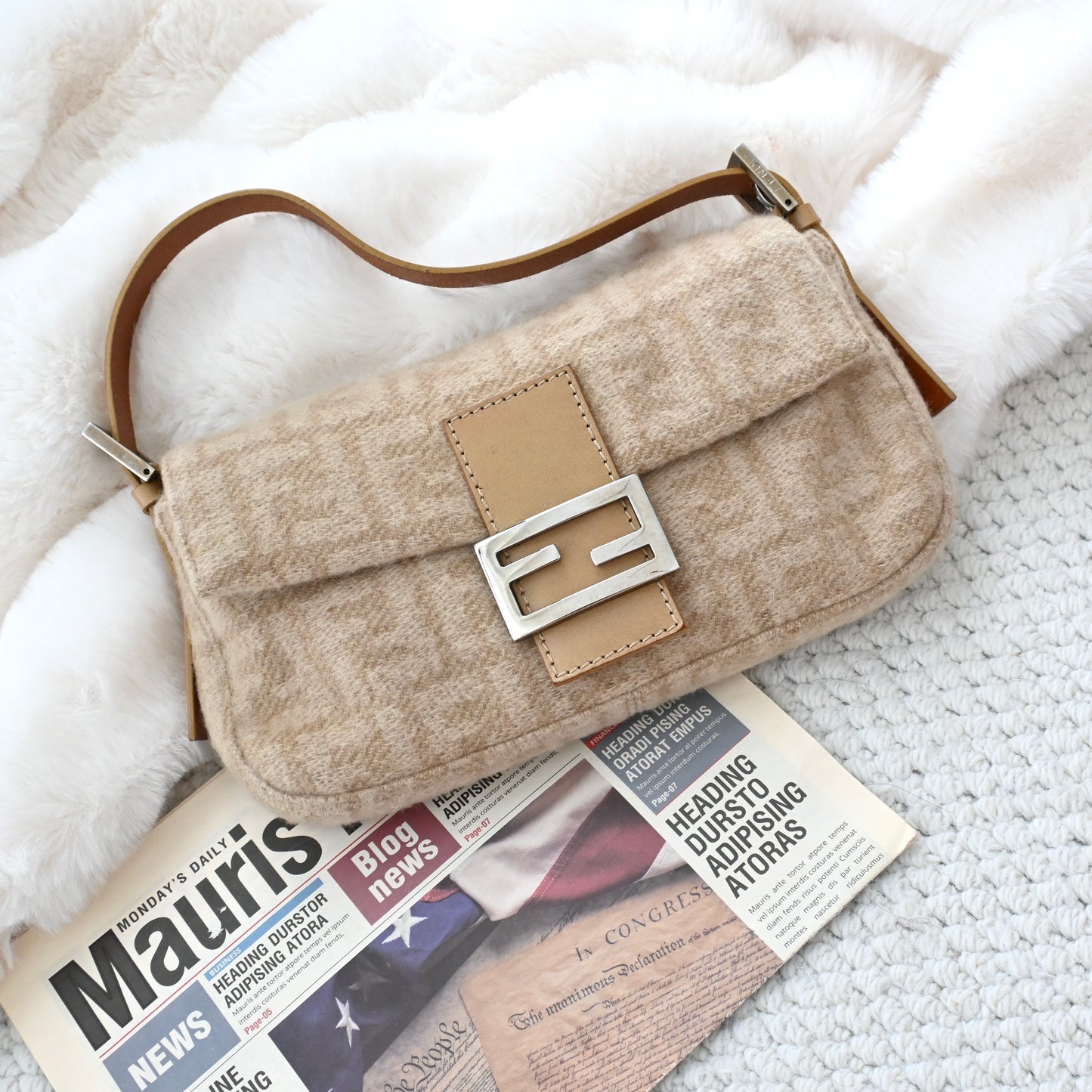 Fendi Zucca Mamma Baguette Wool