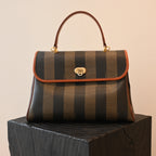 Fendi Pequin Striped Kelly Top Handle Bag - Leluxe Vintage Sdn. Bhd.