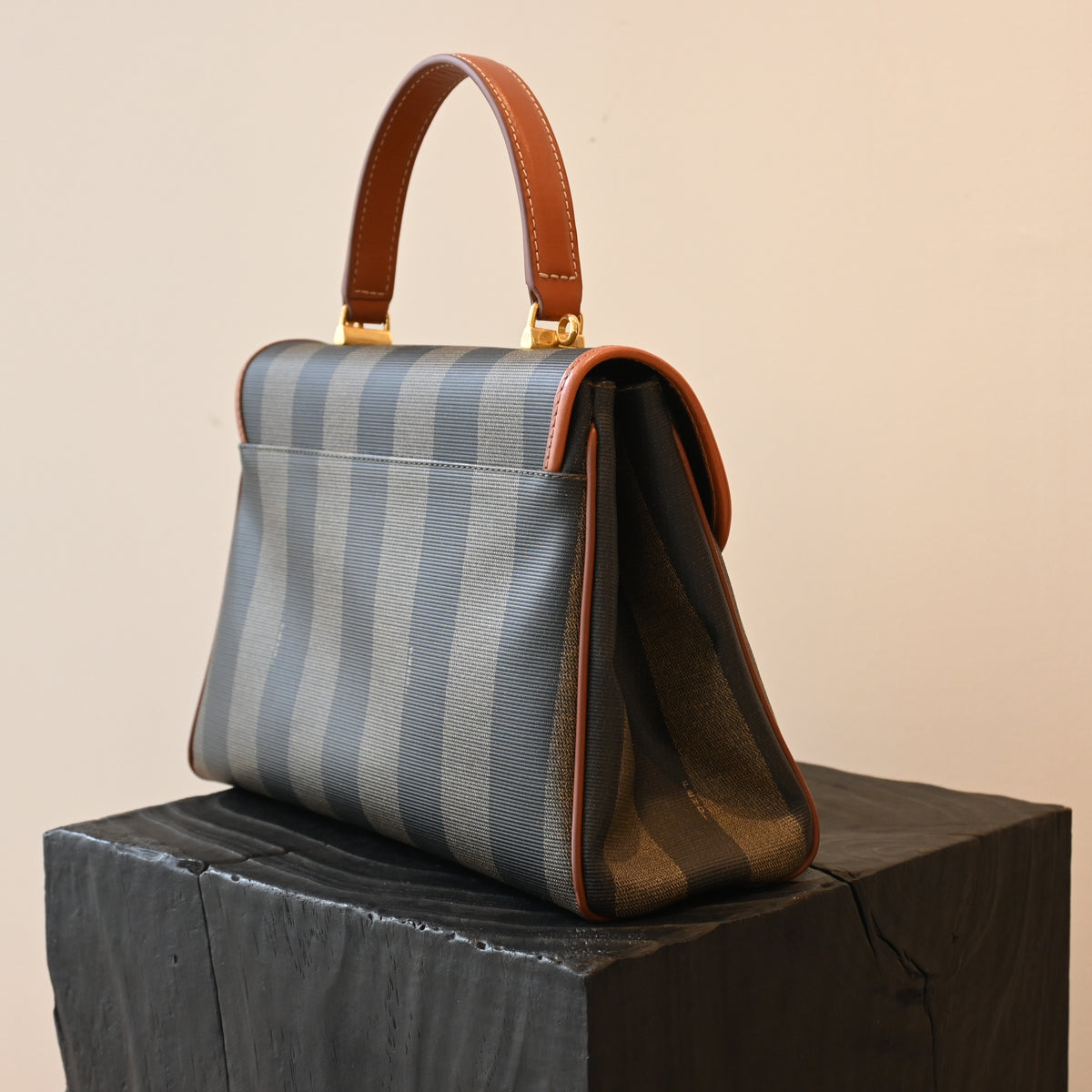 Fendi Pequin Striped Kelly Top Handle Bag - Leluxe Vintage Sdn. Bhd.