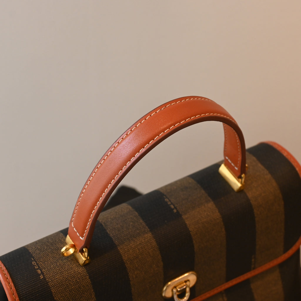 Fendi Pequin Striped Kelly Top Handle Bag - Leluxe Vintage Sdn. Bhd.