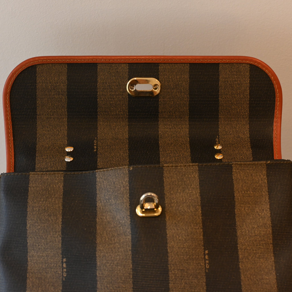 Fendi Pequin Striped Kelly Top Handle Bag - Leluxe Vintage Sdn. Bhd.