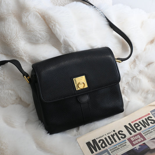 Celine Black Leather Shoulder Bag