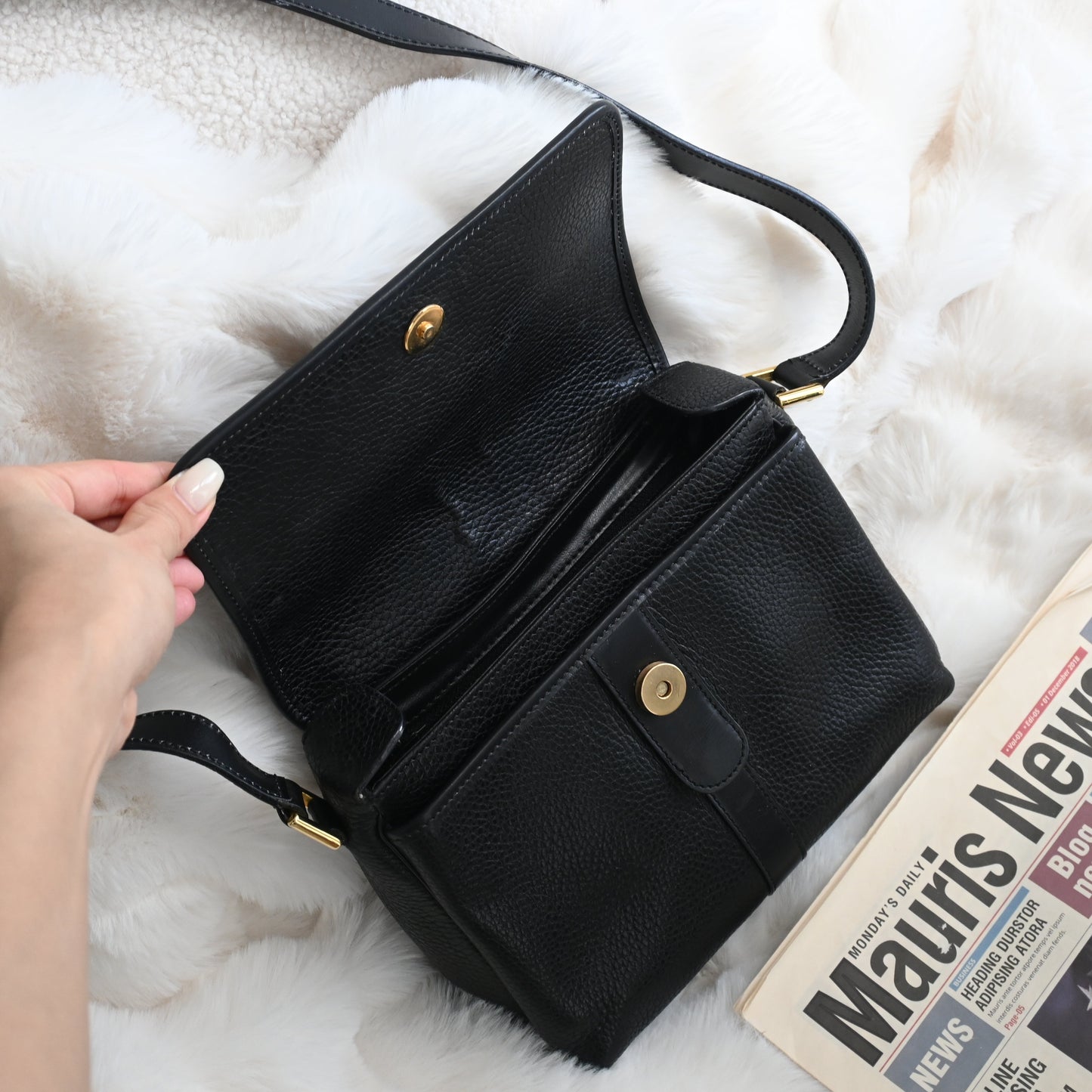 Celine Black Leather Shoulder Bag