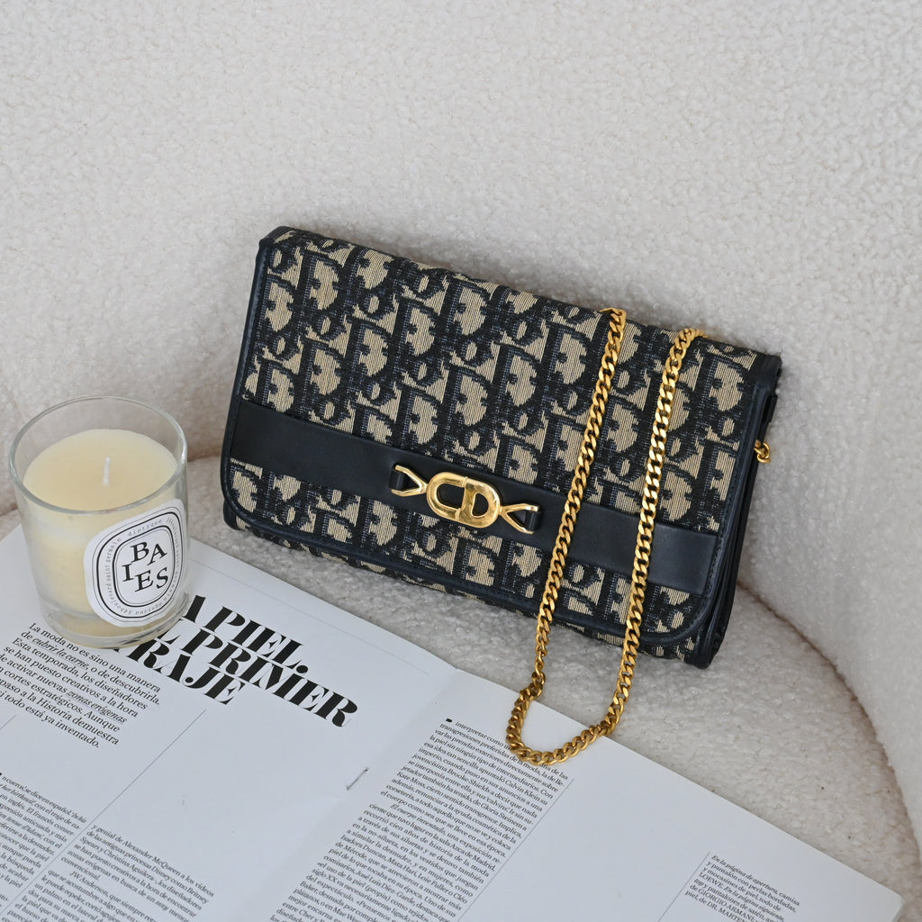 Christian Dior Trotter CD Logo Jacquard Chain bag - Leluxe Vintage Sdn. Bhd.