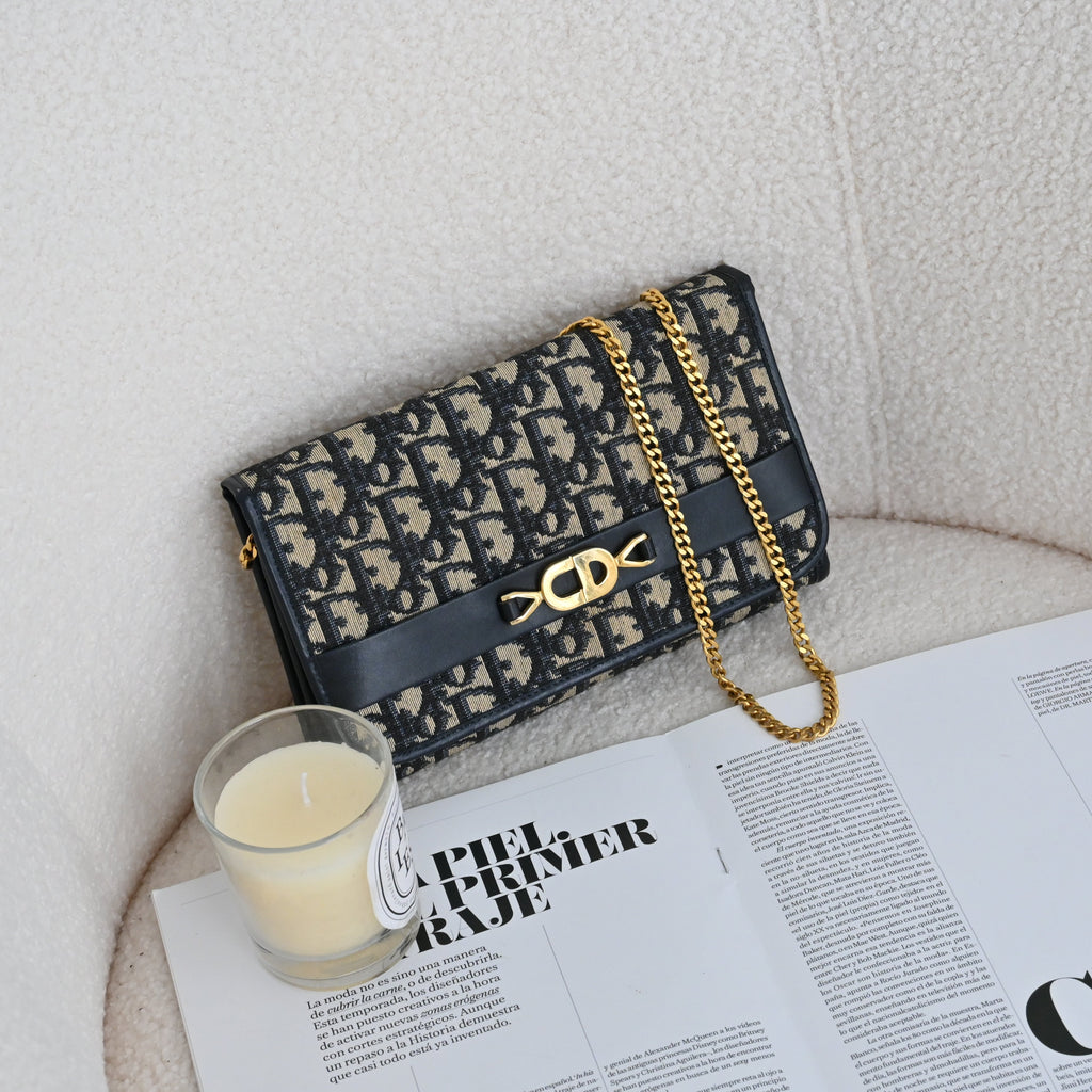 Christian Dior Trotter CD Logo Jacquard Chain bag - Leluxe Vintage Sdn. Bhd.
