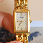 Seiko 1F21-5F40 Woven Link Bracelet Tank Watch